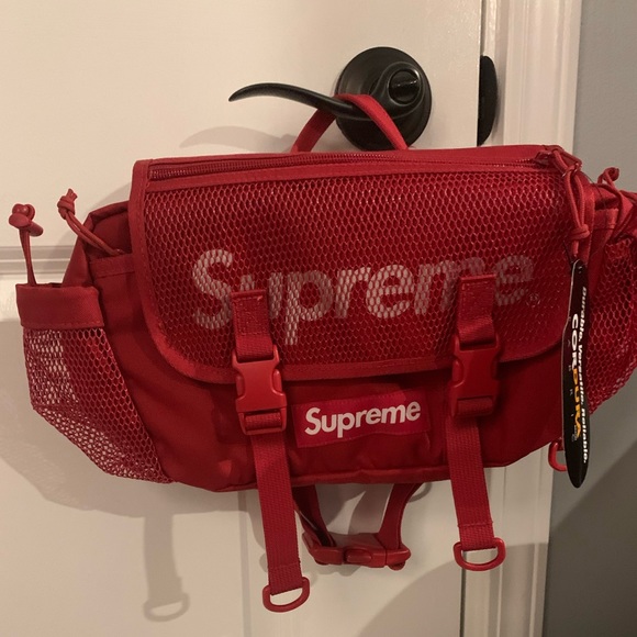 supreme waist bag dark red